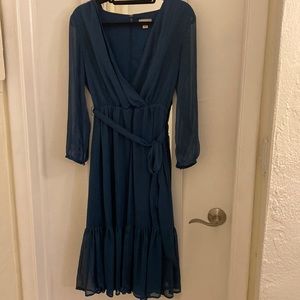 J.CREW POINT SUR DREAMY VNECK DRESS WITH SHINY ACCENTS